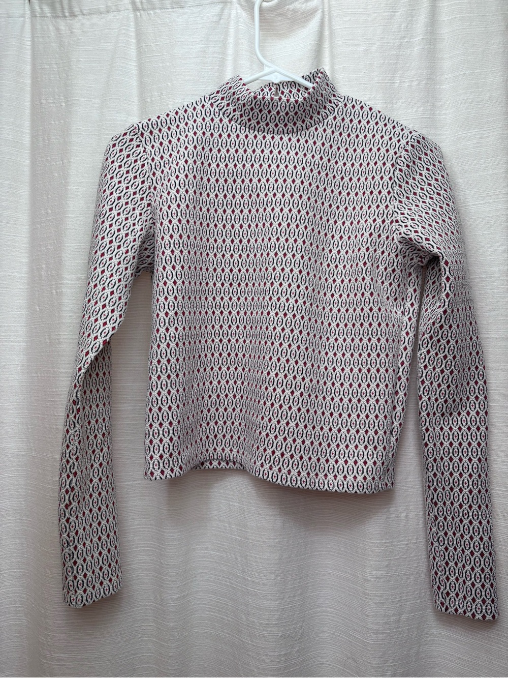 Primark Women’s Patterned Mock Neck Sweater - Pink & White